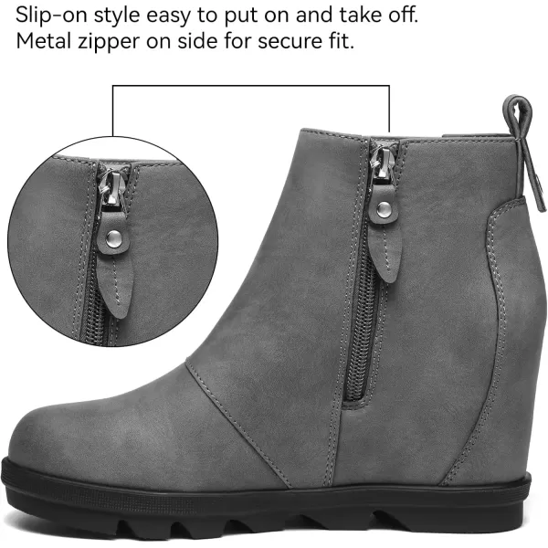 imageAthlefit Womens Wedge Boots Comfortable Ankle Wedge BootiesGrey