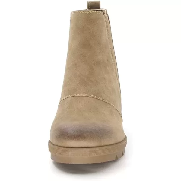 imageAthlefit Womens Wedge Boots Comfortable Ankle Wedge BootiesKhaki