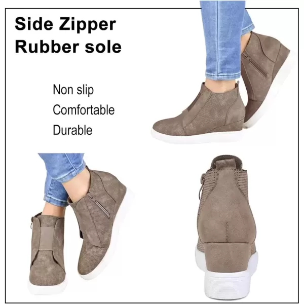 imageAthlefit Womens Wedge Sneakers Hidden Heel Platform Wedge Booties Hidden Wedgie Sneakers01taupe