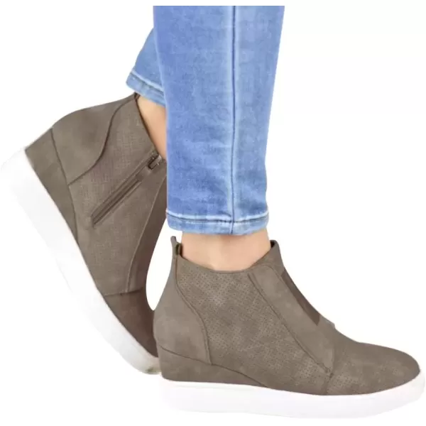 imageAthlefit Womens Wedge Sneakers Hidden Heel Platform Wedge Booties Hidden Wedgie Sneakers01taupe