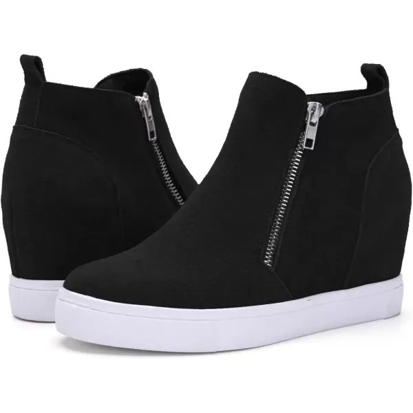 imageAthlefit Womens Wedge Sneakers Hidden Heel Platform Wedge Booties Hidden Wedgie Sneakers03black