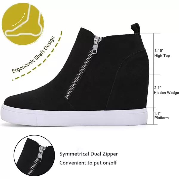 imageAthlefit Womens Wedge Sneakers Hidden Heel Platform Wedge Booties Hidden Wedgie Sneakers03black
