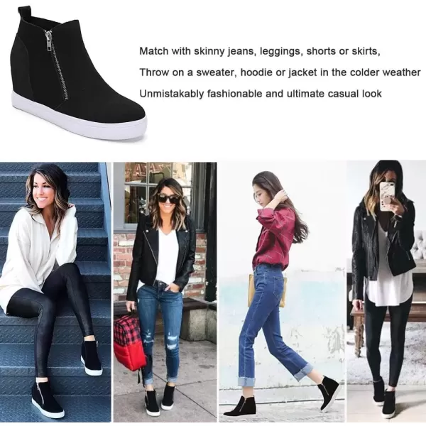 imageAthlefit Womens Wedge Sneakers Hidden Heel Platform Wedge Booties Hidden Wedgie Sneakers03black