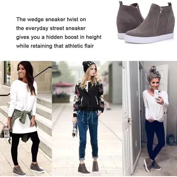 imageAthlefit Womens Wedge Sneakers Hidden Heel Platform Wedge Booties Hidden Wedgie Sneakers03brown