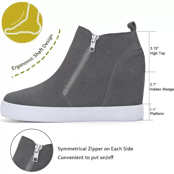 imageAthlefit Womens Wedge Sneakers Hidden Heel Platform Wedge Booties Hidden Wedgie Sneakers03grey