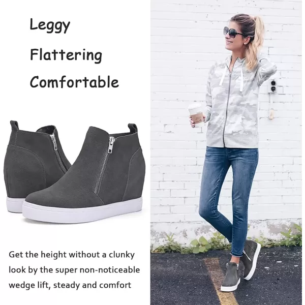 imageAthlefit Womens Wedge Sneakers Hidden Heel Platform Wedge Booties Hidden Wedgie Sneakers03grey