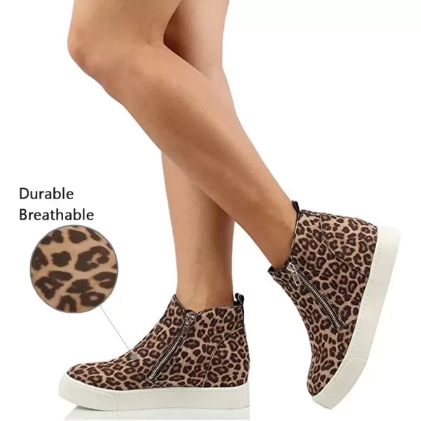imageAthlefit Womens Wedge Sneakers Hidden Heel Platform Wedge Booties Hidden Wedgie Sneakers03leopard