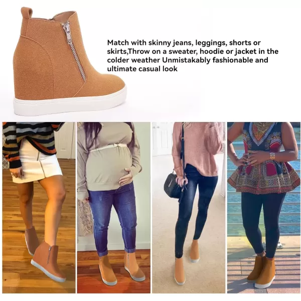 imageAthlefit Womens Wedge Sneakers Hidden Heel Platform Wedge Booties Hidden Wedgie Sneakers04brown