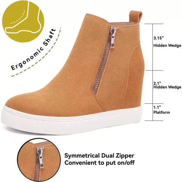 imageAthlefit Womens Wedge Sneakers Hidden Heel Platform Wedge Booties Hidden Wedgie Sneakers04brown