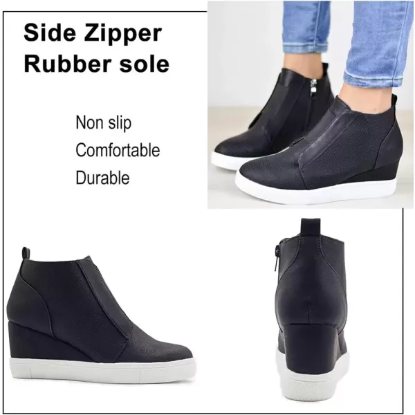 imageAthlefit Womens Wedge Sneakers Hidden Heel Platform Wedge Booties Hidden Wedgie SneakersNewblack