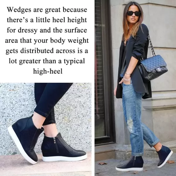 imageAthlefit Womens Wedge Sneakers Hidden Heel Platform Wedge Booties Hidden Wedgie SneakersNewblack