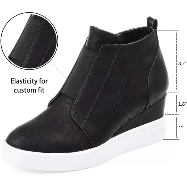 imageAthlefit Womens Wedge Sneakers Hidden Heel Platform Wedge Booties Hidden Wedgie SneakersNewblack