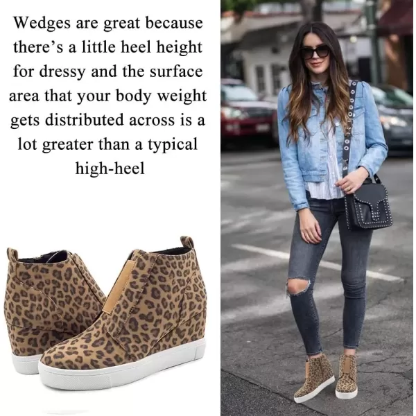 imageAthlefit Womens Wedge Sneakers Hidden Heel Platform Wedge Booties Hidden Wedgie SneakersSaleleopard