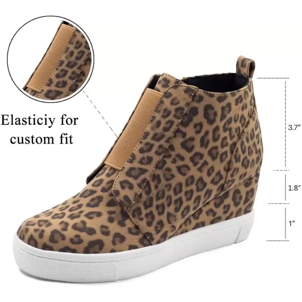 imageAthlefit Womens Wedge Sneakers Hidden Heel Platform Wedge Booties Hidden Wedgie SneakersSaleleopard