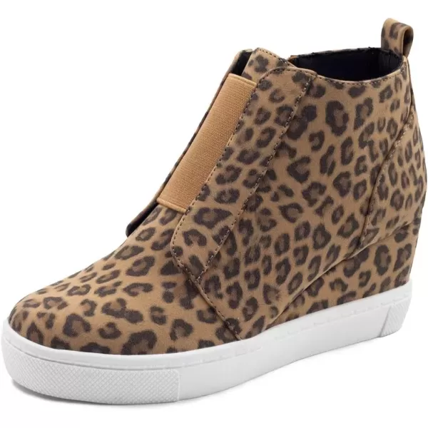 imageAthlefit Womens Wedge Sneakers Hidden Heel Platform Wedge Booties Hidden Wedgie SneakersSaleleopard