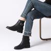 imageAthlefit Womens Ankle Boots Chunky Low Heel Fashion Round Toe Side Zipper Buckle BootiesBlack