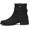 imageAthlefit Womens Ankle Boots Chunky Low Heel Fashion Round Toe Side Zipper Buckle BootiesBlack