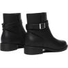 imageAthlefit Womens Ankle Boots Chunky Low Heel Fashion Round Toe Side Zipper Buckle BootiesBlack