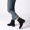 imageAthlefit Womens Ankle Boots Chunky Low Heel Fashion Round Toe Side Zipper Buckle BootiesBlack Suede