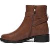 imageAthlefit Womens Ankle Boots Chunky Low Heel Fashion Round Toe Side Zipper Buckle BootiesBrown