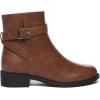 imageAthlefit Womens Ankle Boots Chunky Low Heel Fashion Round Toe Side Zipper Buckle BootiesBrown
