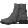 imageAthlefit Womens Ankle Boots Chunky Low Heel Fashion Round Toe Side Zipper Buckle BootiesGrey
