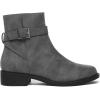 imageAthlefit Womens Ankle Boots Chunky Low Heel Fashion Round Toe Side Zipper Buckle BootiesGrey