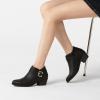 imageAthlefit Womens Chunky Low Heel Ankle Boots Classic Pointed Toe Side Zipper BootiesBlack