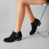 imageAthlefit Womens Chunky Low Heel Ankle Boots Classic Pointed Toe Side Zipper BootiesBlack Suede