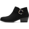 imageAthlefit Womens Chunky Low Heel Ankle Boots Classic Pointed Toe Side Zipper BootiesBlack Suede