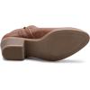 imageAthlefit Womens Chunky Low Heel Ankle Boots Classic Pointed Toe Side Zipper BootiesBrown