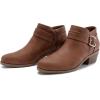imageAthlefit Womens Chunky Low Heel Ankle Boots Classic Pointed Toe Side Zipper BootiesBrown