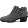 imageAthlefit Womens Chunky Low Heel Ankle Boots Classic Pointed Toe Side Zipper BootiesGrey