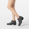 imageAthlefit Womens Chunky Low Heel Ankle Boots Classic Pointed Toe Side Zipper BootiesGrey