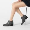 imageAthlefit Womens Chunky Low Heel Ankle Boots Classic Pointed Toe Side Zipper BootiesGrey