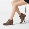 imageAthlefit Womens Chunky Low Heel Ankle Boots Classic Pointed Toe Side Zipper BootiesTaupe