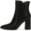 imageAthlefit Womens Heeled Ankle Boots Fashion Pointed Toe Chunky Block Heel Side Zipper Short BootiesBlack Pu