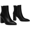imageAthlefit Womens Heeled Ankle Boots Fashion Pointed Toe Chunky Block Heel Side Zipper Short BootiesBlack Pu