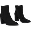 imageAthlefit Womens Heeled Ankle Boots Fashion Pointed Toe Chunky Block Heel Side Zipper Short BootiesBlack Suede