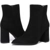 imageAthlefit Womens Heeled Ankle Boots Fashion Pointed Toe Chunky Block Heel Side Zipper Short BootiesBlack Suede