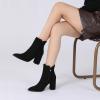 imageAthlefit Womens Heeled Ankle Boots Fashion Pointed Toe Chunky Block Heel Side Zipper Short BootiesBlack Suede