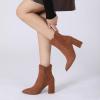 imageAthlefit Womens Heeled Ankle Boots Fashion Pointed Toe Chunky Block Heel Side Zipper Short BootiesBrown Suede