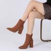 imageAthlefit Womens Heeled Ankle Boots Fashion Pointed Toe Chunky Block Heel Side Zipper Short BootiesBrown Suede