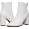 imageAthlefit Womens Heeled Ankle Boots Fashion Pointed Toe Chunky Block Heel Side Zipper Short BootiesWhite Pu