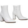 imageAthlefit Womens Heeled Ankle Boots Fashion Pointed Toe Chunky Block Heel Side Zipper Short BootiesWhite Pu