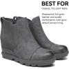 imageAthlefit Womens Wedge Ankle Boots Comfort SlipOn Waterproof Leather Platform BootiesGrey
