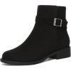 imageAthlefit Womens Ankle Boots Chunky Low Heel Fashion Round Toe Side Zipper Buckle BootiesBlack Suede