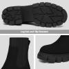 imageAthlefit Womens Chelsea Boots Fashion Slip on Platform Ankle Boots Lug Sole Chunky Booties02black