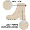imageAthlefit Womens Chelsea Boots Fashion Slip on Platform Ankle Boots Lug Sole Chunky BootiesApricot