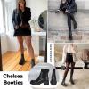 imageAthlefit Womens Chelsea Boots Fashion Slip on Platform Ankle Boots Lug Sole Chunky BootiesBlack